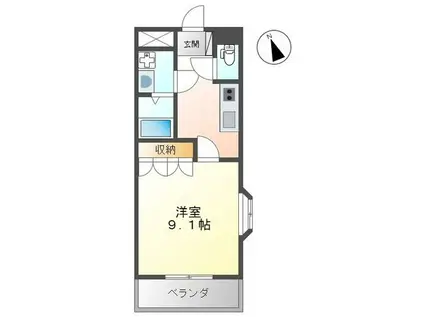 レイクレアI(1K/2階)の間取り写真