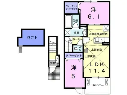 シェ モアI(2LDK/2階)の間取り写真