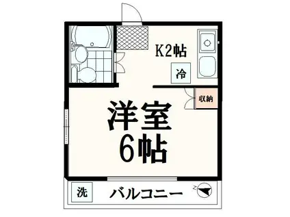 神尾ハイツ(ワンルーム/2階)の間取り写真