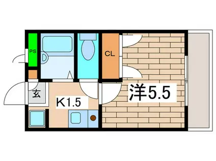 アムール桜ヶ丘(1K/2階)の間取り写真