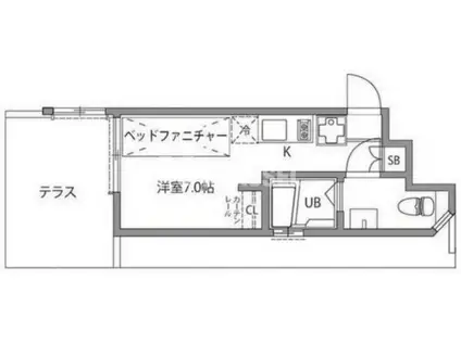 CASA BRICKS 自由が丘(ワンルーム/1階)の間取り写真