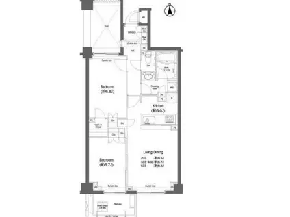戸越銀座プレイス(2LDK/2階)の間取り写真