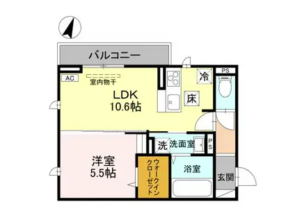 CLASSEUM幸西III(1LDK/2階)の間取り写真