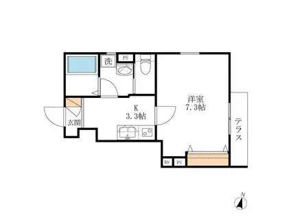 YUM ART(1K/1階)の間取り写真