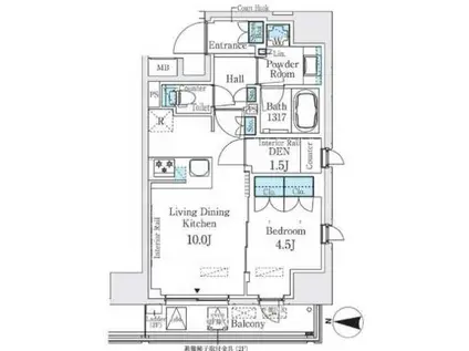 ベルファース錦糸町サウス(1LDK/13階)の間取り写真