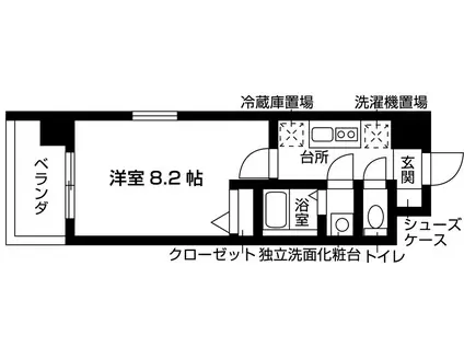 フェリスガーデン御陵(1K/1階)の間取り写真