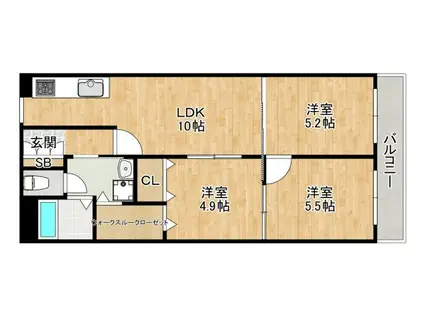 ハイツ幸和(3LDK/2階)の間取り写真