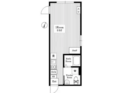 AIR TOWER NISHIAZABUエアータワーニシアザブ(ワンルーム/2階)の間取り写真