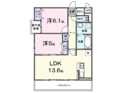 ティリア コート(2LDK/3階)の間取り写真