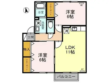 BON VILLAGE(2LDK/2階)の間取り写真