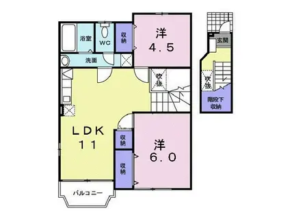 サンクレスト(2LDK/2階)の間取り写真