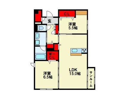 シャーメゾン華みずき(2LDK/1階)の間取り写真