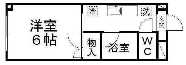 ピースフル宮千代(1K/2階)の間取り写真