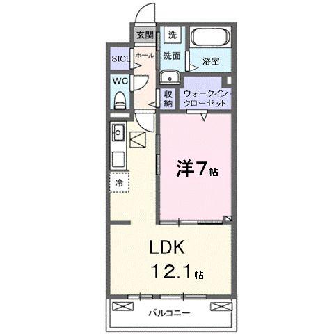SYS大将軍(1LDK/1階)の間取り写真
