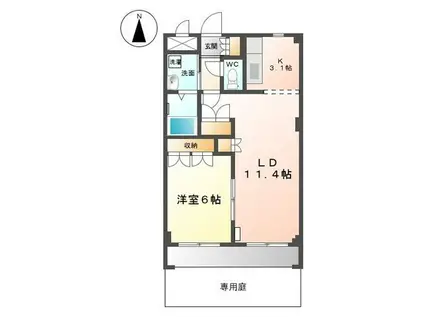 TH・ルミナス(1LDK/1階)の間取り写真