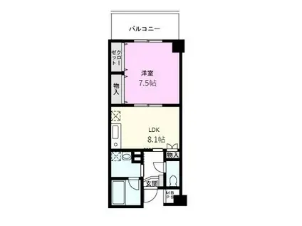 マーガレット戸塚(1LDK/2階)の間取り写真