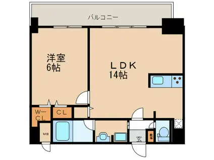 FIRST RESIDENCE SAKAE(1LDK/15階)の間取り写真