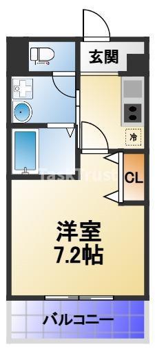 ステリア森之宮(1K/2階)の間取り写真