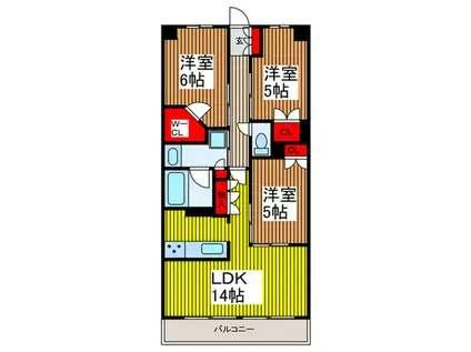 グランカーサ川口青木町公園(3LDK/2階)の間取り写真