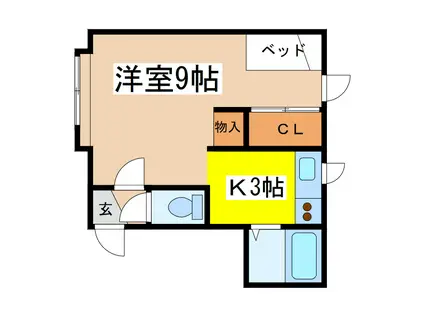 ハイツあわの(1K/1階)の間取り写真