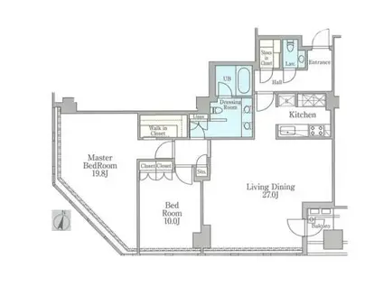 平河町森タワーレジデンス(2LDK/18階)の間取り写真