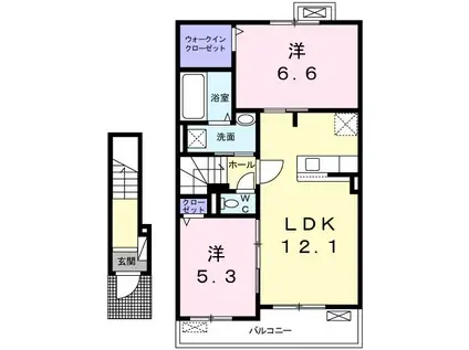 エールデヴュ I(2LDK/2階)の間取り写真