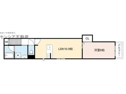 シャーメゾンひなた(1LDK/2階)の間取り写真