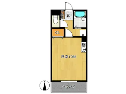 プラシードマンション北山(ワンルーム/1階)の間取り写真