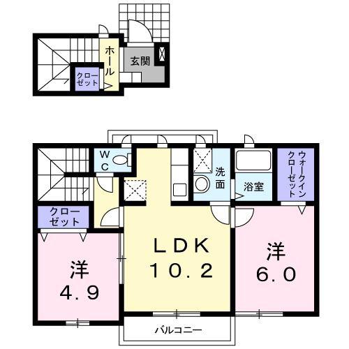 それいゆIII(2LDK/2階)の間取り写真