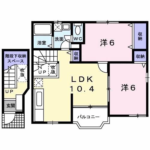 アヴニ-ル・ハルIII(2LDK/2階)の間取り写真