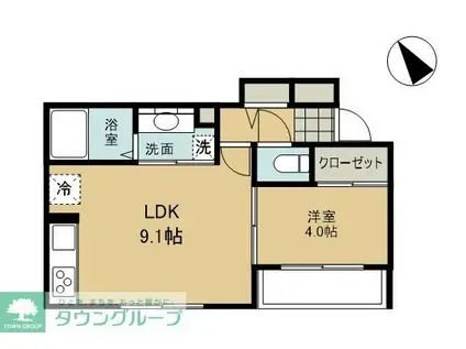 ソレイユ調布(1LDK/3階)の間取り写真