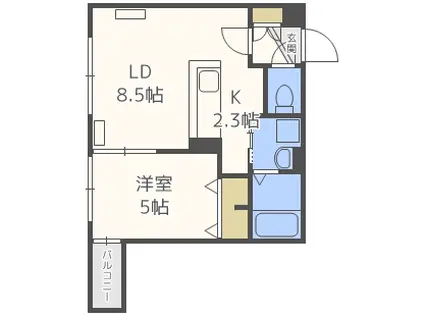 ソルシエール発寒(1LDK/4階)の間取り写真