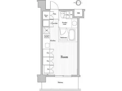 PREMIUM CUBE 菊川(ワンルーム/2階)の間取り写真