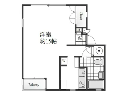 白金ホームズ(ワンルーム/2階)の間取り写真