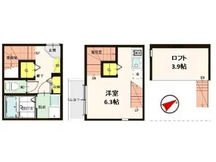 サンクブロンシェット(1K/1階)の間取り写真