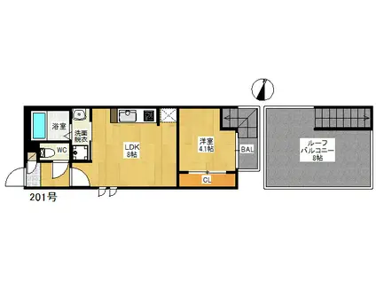 GRANDTIC レジデンス野芥(1LDK/2階)の間取り写真