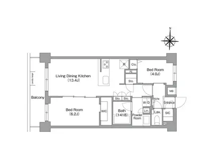 コンフォリア・リヴ永福町(2LDK/4階)の間取り写真