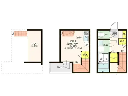 ハーモニーテラス塩原(ワンルーム/1階)の間取り写真