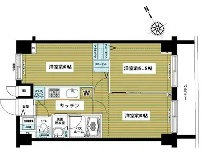 フェニックス日本橋兜町弐番館(3K/7階)の間取り写真