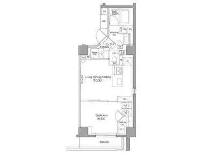 ザ・パークハビオ目黒フォート(1LDK/2階)の間取り写真