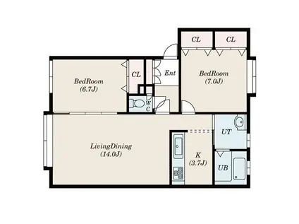 樹絵瑠II(2LDK/2階)の間取り写真