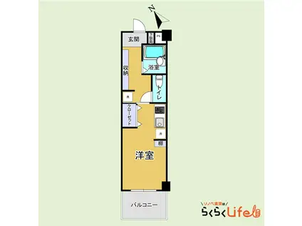 ヒルズグリーン(ワンルーム/1階)の間取り写真