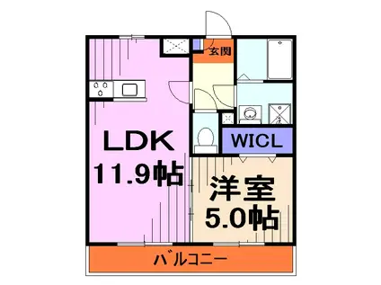 CREST YANAGISAKI(1LDK/1階)の間取り写真