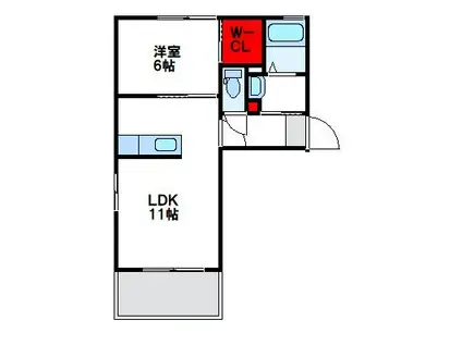ボンシャンスD棟(1LDK/1階)の間取り写真