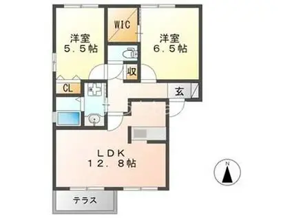 シャルムコートA B(2LDK/1階)の間取り写真