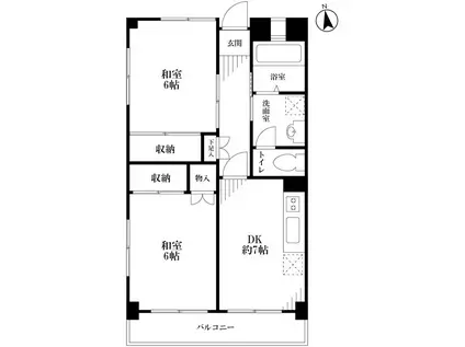 マンションストーンミル(2DK/7階)の間取り写真