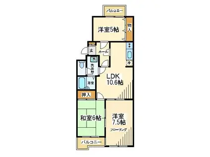 メープルリーフガーデン(3LDK/3階)の間取り写真