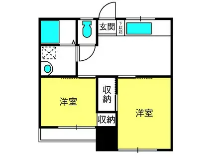 キャロットビレッヂ(2DK/2階)の間取り写真