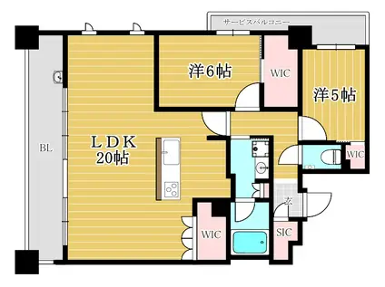 クリオ渡辺通アーバンマークス(2LDK/11階)の間取り写真