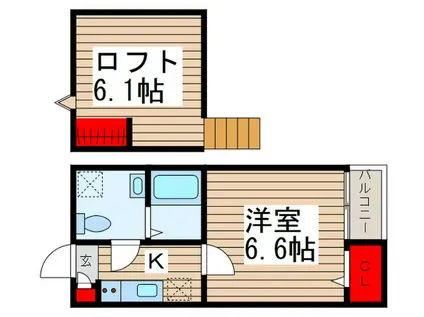 REVE(1K/2階)の間取り写真